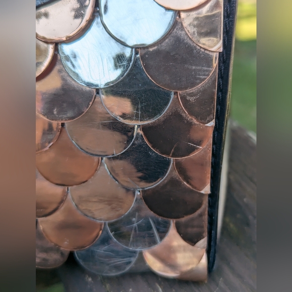 Kate Spade Owl Leather Shoulder Bag Black Gold Copper Silver Feathers GUC RARE - Picture 13 of 15